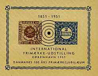 Denmark 1951 Centenary Stamp Exhibition imperf souvenir sheet showing 2 RBS & 4 RBS stamps of 1851, unmounted mint