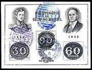 Brazil 1943 Stamp Centenary imperf m/sheet (Bull's Eye) fine used with Brapex Exhibition cancel, SG MS 682a, Mi BL 6/1