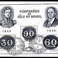 Brazil 1943 Stamp Centenary imperf m/sheet (Bull's Eye) fine used with First Day Exhibition cancel, SG MS 682a, Mi BL 6/1