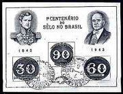 Brazil 1943 Stamp Centenary imperf m/sheet (Bull's Eye) fine used with First Day Exhibition cancel, SG MS 682a, Mi BL 6/1