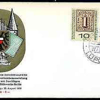 Germany - West 1959 Stamp Exhibition & Stamp Centenary set of 2 on illustrated cover with f1rst day illustrated cancel (22 Aug)