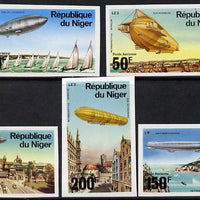 Niger Republic 1976 Zeppelin imperf set of 5 vals unmounted mint, as SG 624-28*