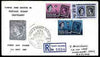 Turks & Caicos Islands 1967 Stamp Centenary perf set of 3 on illustrated registered cover with special first day cancel