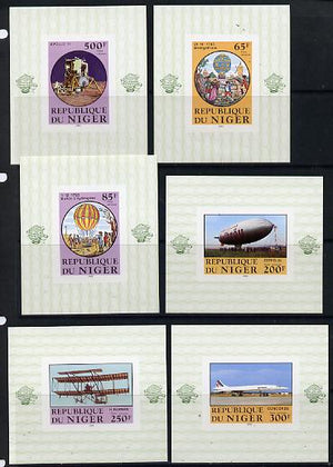 Niger Republic 1983 Manned Flight set of 6 deluxe imperf miniature sheets unmounted mint