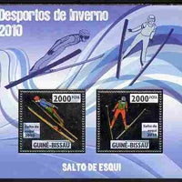 Guinea - Bissau 2010 Winter Olympic Sports - Ski Jumping perf sheetlet containing 2 values in silver unmounted mint