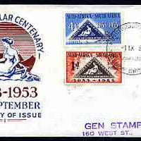 South Africa 1953 Stamp Centenary set of 2 on illustrated cover with frirst day cancel