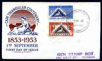 South Africa 1953 Stamp Centenary set of 2 on illustrated cover with frirst day cancel