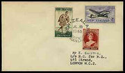 New Zealand 1955 Stamp Centenary perf set of 3 on plain cover with first day cancel