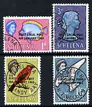St Helena 1965 set of 4 opt'd LOCAL POST (with lace background) fine used with 'local' cancel