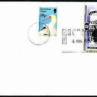 Great Britain 1996 Postal Strike cover to Ascension bearing St Martin (Great Britain local) opt'd 'Postal Strike Special Delivery £1' cancelled 6 Aug plus Ascension 25p Red-footed Booby cancelled 12 Aug