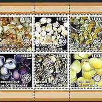 Ivory Coast 2002 Sea Shells #2 perf sheetlet containing set of 6 values (brown border) each with Rotary logo, unmounted mint