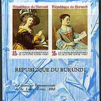Burundi 1968 Letter Writing Week (Paintings) imperf m/sheet containing 2 values unmounted mint, Mi BL 28B