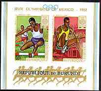 Burundi 1968 Mexico Olympic Games imperf m/sheet unmounted mint, SG MS 406, Mi BL 29B