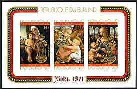 Burundi 1971 25th Anniversary of UNICEF opt on Christmas Paintings imperf m/sheet unmounted mint SG MS 715b, Mi BL 54B