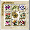 Burundi 1967 Fourth Anniversary of Independence (Flowers) perf sheetlet containing 8 diamond shaped values plus label cto used SG MS 220