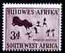 South West Africa 1954 Rhinosceros Hunt Rock Painting 3d from def set unmounted mint, SG 156