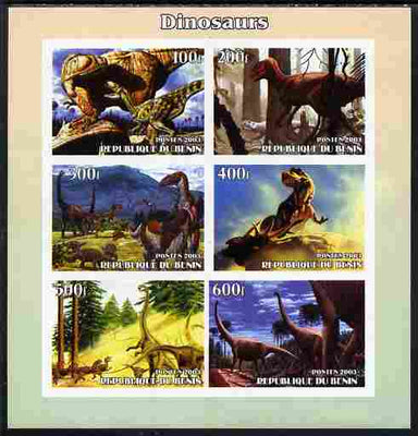 Benin 2003 Dinosaurs #12 imperf sheetlet containing 6 values unmounted mint. Note this item is privately produced and is offered purely on its thematic appeal