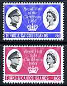 Turks & Caicos Islands 1966 Royal Visit perf set of 2 unmounted mint, SG 266-67