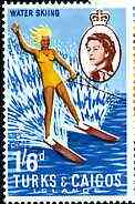 Turks & Caicos Islands 1967 Water Skiing 1s6d from def set unmounted mint, SG 282