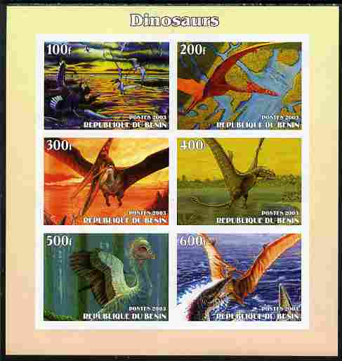 Benin 2003 Dinosaurs #11 imperf sheetlet containing 6 values unmounted mint. Note this item is privately produced and is offered purely on its thematic appeal
