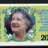 Tanzania 1986 Queen Mother 20s (as SG 425) imperf proof single with AMERIPEX '86 opt in silver inverted unmounted mint