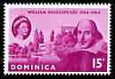Dominica 1964 400th Birth Anniversary of Shakespeare 15c horiz pair, one stamp with 'retouched sky under ES' (R1/4) unmounted mint SG 182var