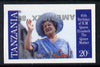 Tanzania 1986 Queen Mother 20s (as SG 426) imperf proof single with AMERIPEX '86 opt in silver inverted unmounted mint