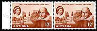 Antigua 1964 400th Birth Anniversary of Shakespeare 12c horiz pair, one stamp with 'retouch between trees' (R6/2) unmounted mint SG 164var