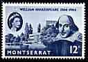 Montserrat 1964 400th Birth Anniversary of Shakespeare 12c horiz pair, one stamp with 'scratched plate through H of Shakespeare' (R4/4) unmounted mint SG 156var