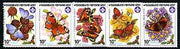 Cinderella - Woodseats Venture Scouts 1987 se-tenant strip of 5 rouletted labels featuring Butterflies on Flowers unmounted mint