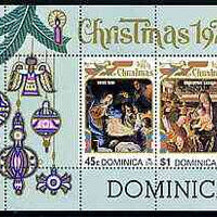 Dominica 1974 Christmas perf m/sheet containing 2 values unmounted mint, SG MS451