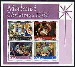 Malawi 1968 Christmas (Paintings) perf m/sheet containing set of 4 unmounted mint, SG MS309