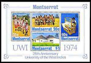 Montserrat 1974 University of the West Indies perf m/sheet unmounted mint, SG 324-27