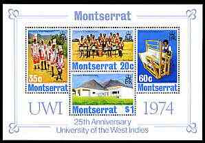Montserrat 1974 University of the West Indies perf m/sheet unmounted mint, SG 324-27