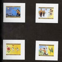 Yemen - Republic 1980 World Scout Jamboree imperf set of 7 each on Cromalin paper mounted in special folder by the printers, Ueberreuter, as SG 610-16