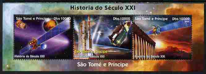 St Thomas & Prince Islands 2004 History of the 21st Century #1 perf sheetlet containing 3 values unmounted mint. Note this item is privately produced and is offered purely on its thematic appeal