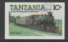 Tanzania 1986 Railways 10s (as SG 431) imperf proof with the unissued 'AMERIPEX '86' opt in silver inverted (some ink smudging) unmounted mint