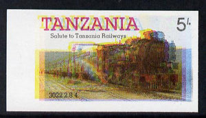 Tanzania 1985 Railways 5s (as SG 430) imperf proof single with all 4 colours misplaced (spectacular blurred effect) unmounted mint