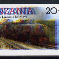 Tanzania 1985 Railways 20s (as SG 432) imperf proof single with all 4 colours misplaced (spectacular blurred effect) unmounted mint