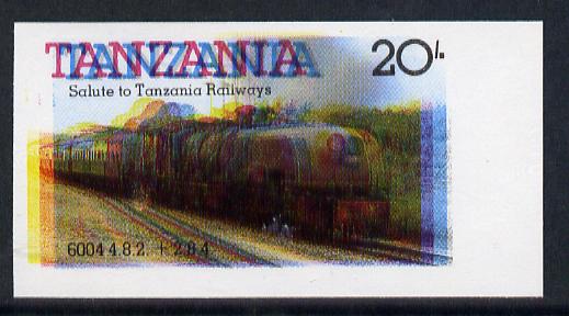 Tanzania 1985 Railways 20s (as SG 432) imperf proof single with all 4 colours misplaced (spectacular blurred effect) unmounted mint