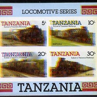 Tanzania 1985 Locomotives m/sheet (as SG MS 434) imperf proof with all 4 colours misplaced (spectacular blurred effect) unmounted mint