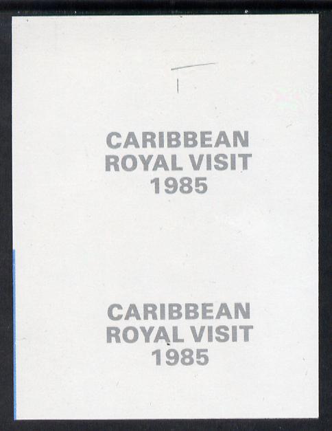 Tanzania 1985 Caribbean Royal Visit 1985 imperf proof pair of overprint in silver on gummed paper
