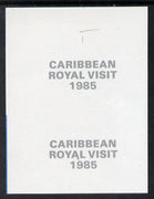 Tanzania 1985 Caribbean Royal Visit 1985 imperf proof pair of overprint in silver on gummed paper