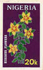 Nigeria 1987 Flowers - original hand-painted artwork for 20k value (Hibiscus) by unknown artist on board 5" x 8.5"