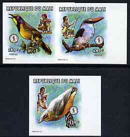 Mali 1997 Birds imperf set of 3 values unmounted mint, Mi 2023, 2029 & 2030