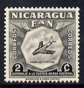 Nicaragua 1954 National Air Force Commemoration - 2c Sabre Jet F-86 unmounted mint SG 1210