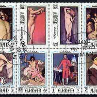 Ajman 1970 Paintings by Ingres perf set of 8 cto used, Mi 629-36A