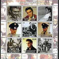 Mauritania 2003 Elvis Presley perf sheetlet containing set of 9 values unmounted mint (3 stamps with Elvis on Motorcycles)