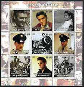 Mauritania 2003 Elvis Presley perf sheetlet containing set of 9 values unmounted mint (3 stamps with Elvis on Motorcycles)