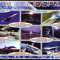 Congo 2002 Concorde & Space perf sheetlet #01 containing set of 9 values unmounted mint